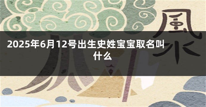 2025年6月12号出生史姓宝宝取名叫什么