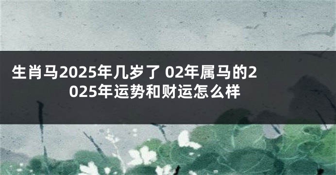 生肖马2025年几岁了 02年属马的2025年运势和财运怎么样