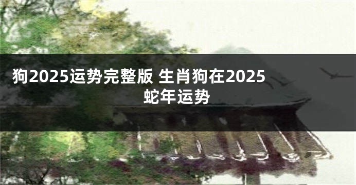 狗2025运势完整版 生肖狗在2025蛇年运势
