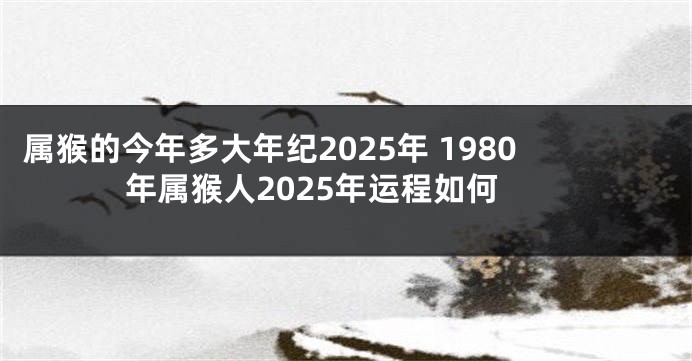 属猴的今年多大年纪2025年 1980年属猴人2025年运程如何