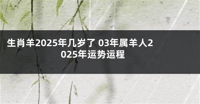生肖羊2025年几岁了 03年属羊人2025年运势运程