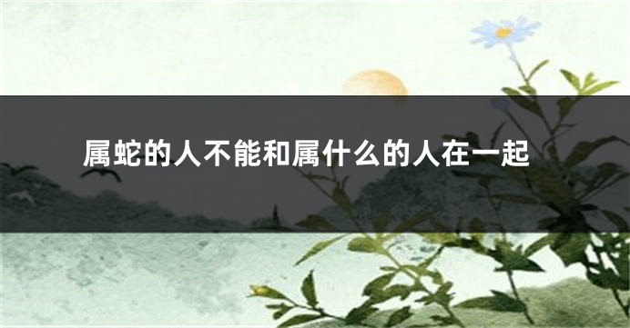 属蛇的人不能和属什么的人在一起