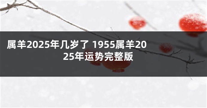 属羊2025年几岁了 1955属羊2025年运势完整版