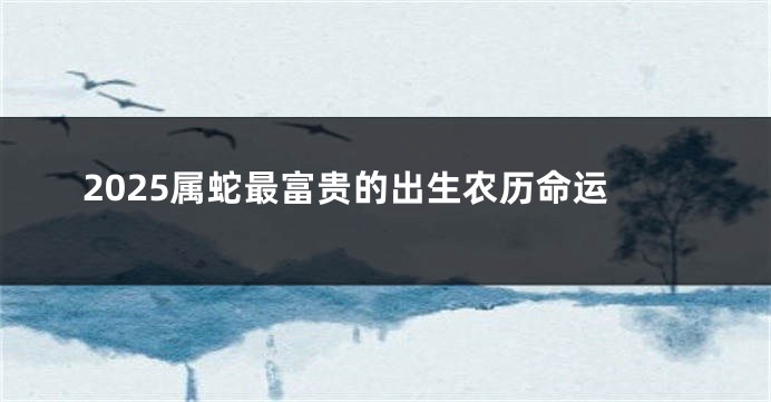2025属蛇最富贵的出生农历命运