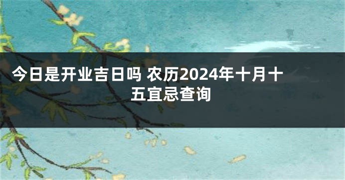 今日是开业吉日吗 农历2024年十月十五宜忌查询