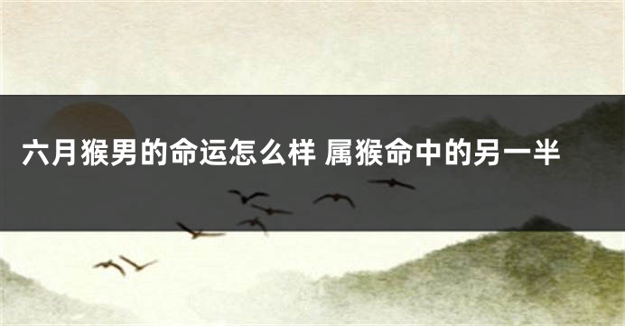 六月猴男的命运怎么样 属猴命中的另一半