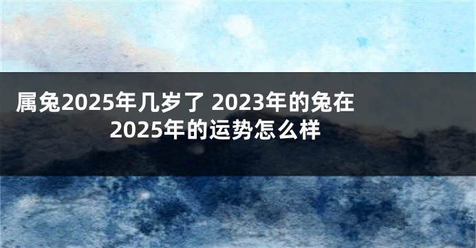 属兔2025年几岁了 2023年的兔在2025年的运势怎么样