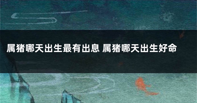 属猪哪天出生最有出息 属猪哪天出生好命