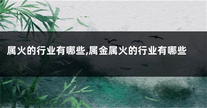 属火的行业有哪些,属金属火的行业有哪些