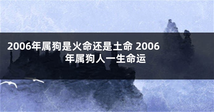 2006年属狗是火命还是土命 2006年属狗人一生命运