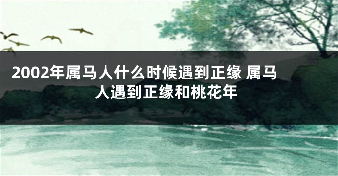 2002年属马人什么时候遇到正缘 属马人遇到正缘和桃花年