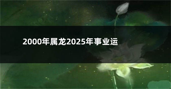 2000年属龙2025年事业运