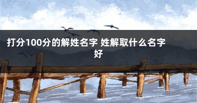 打分100分的解姓名字 姓解取什么名字好