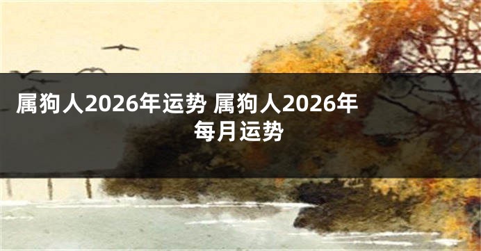 属狗人2026年运势 属狗人2026年每月运势