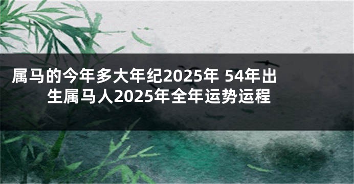 属马的今年多大年纪2025年 54年出生属马人2025年全年运势运程
