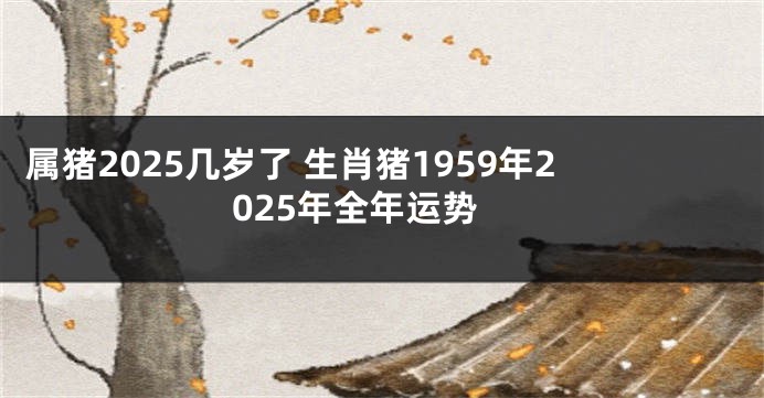 属猪2025几岁了 生肖猪1959年2025年全年运势