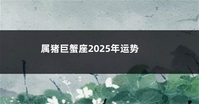 属猪巨蟹座2025年运势