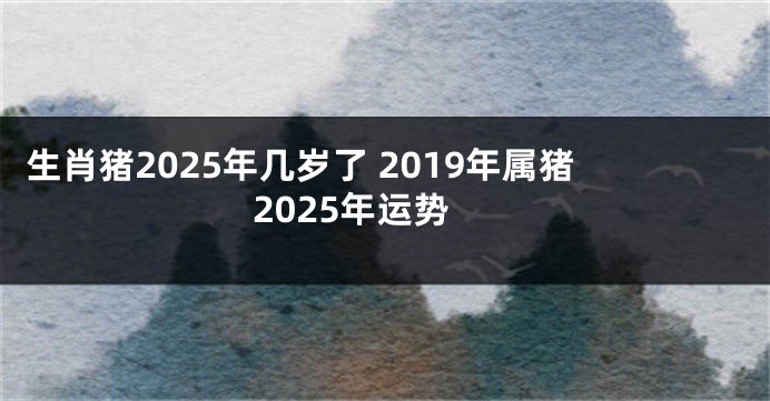 生肖猪2025年几岁了 2019年属猪2025年运势