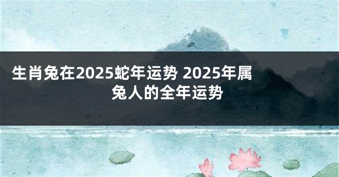 生肖兔在2025蛇年运势 2025年属兔人的全年运势