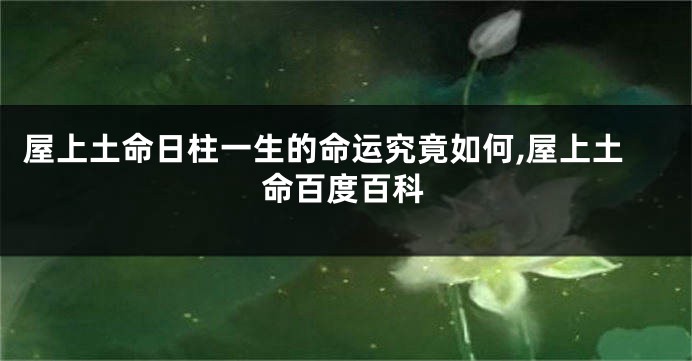 屋上土命日柱一生的命运究竟如何,屋上土命百度百科
