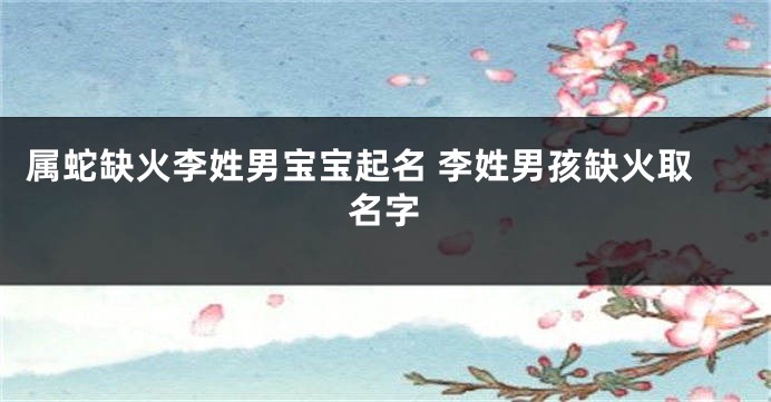属蛇缺火李姓男宝宝起名 李姓男孩缺火取名字