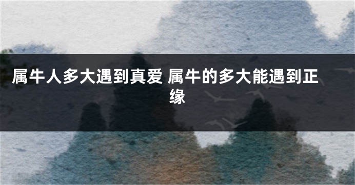 属牛人多大遇到真爱 属牛的多大能遇到正缘