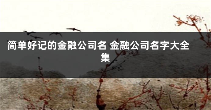 简单好记的金融公司名 金融公司名字大全集