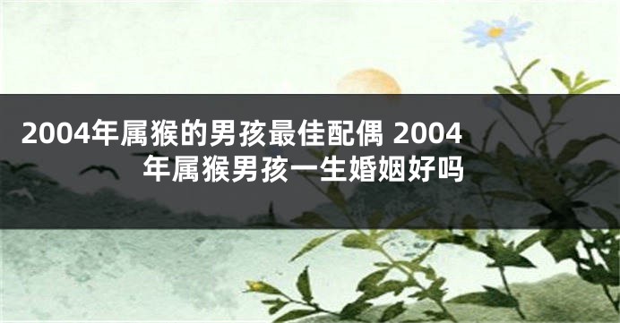 2004年属猴的男孩最佳配偶 2004年属猴男孩一生婚姻好吗