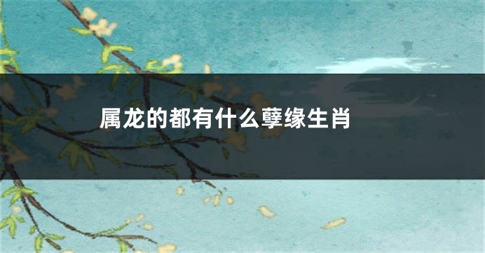 属龙的都有什么孽缘生肖 