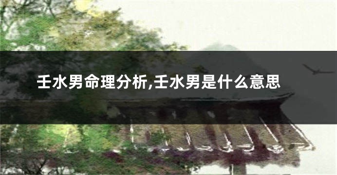壬水男命理分析,壬水男是什么意思