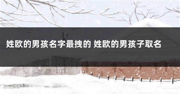 姓欧的男孩名字最拽的 姓欧的男孩子取名
