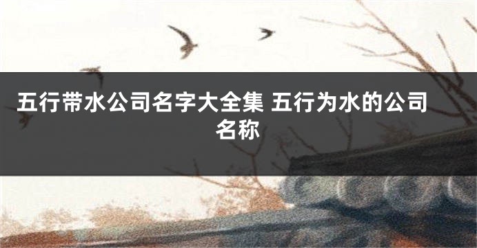 五行带水公司名字大全集 五行为水的公司名称