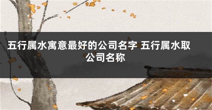 五行属水寓意最好的公司名字 五行属水取公司名称