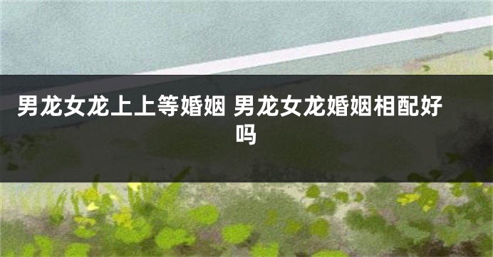 男龙女龙上上等婚姻 男龙女龙婚姻相配好吗