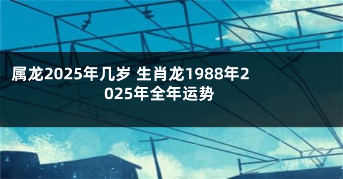 属龙2025年几岁 生肖龙1988年2025年全年运势