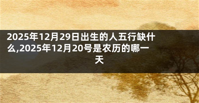 2025年12月29日出生的人五行缺什么,2025年12月20号是农历的哪一天