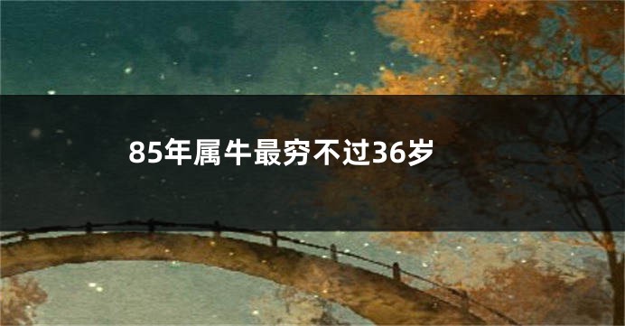 85年属牛最穷不过36岁
