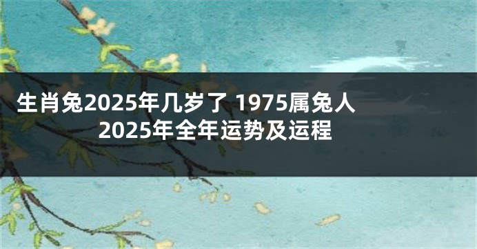 生肖兔2025年几岁了 1975属兔人2025年全年运势及运程