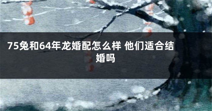 75兔和64年龙婚配怎么样 他们适合结婚吗