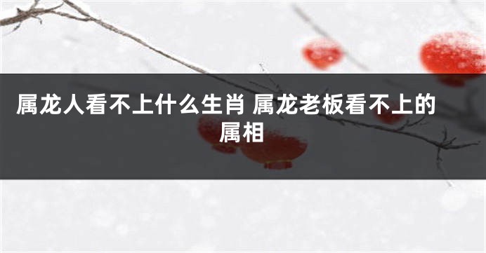 属龙人看不上什么生肖 属龙老板看不上的属相