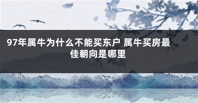 97年属牛为什么不能买东户 属牛买房最佳朝向是哪里