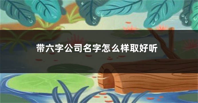 带六字公司名字怎么样取好听