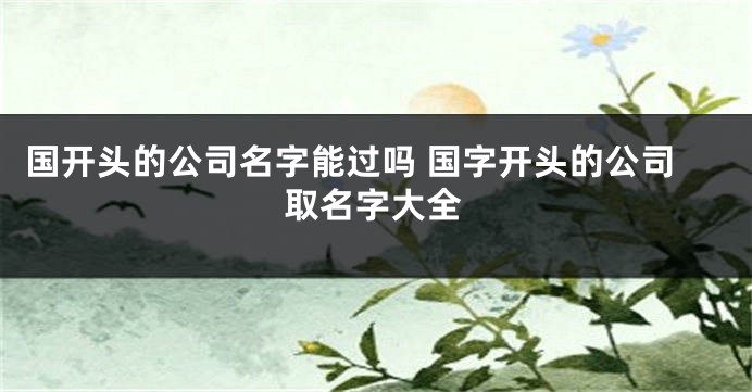 国开头的公司名字能过吗 国字开头的公司取名字大全