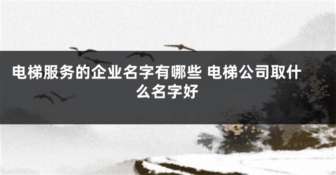 电梯服务的企业名字有哪些 电梯公司取什么名字好