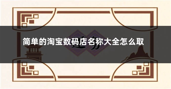 简单的淘宝数码店名称大全怎么取