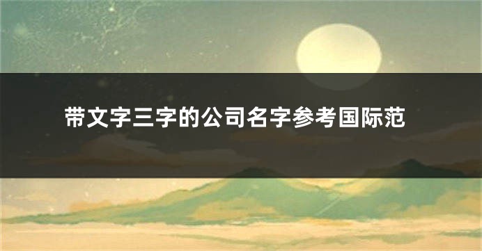 带文字三字的公司名字参考国际范