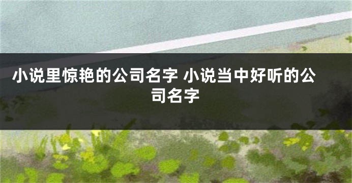 小说里惊艳的公司名字 小说当中好听的公司名字