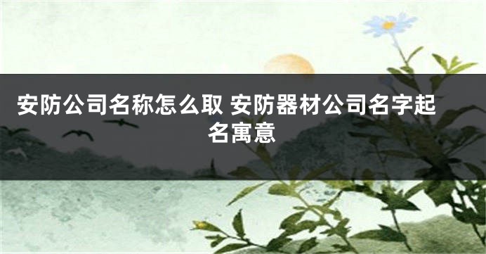 安防公司名称怎么取 安防器材公司名字起名寓意