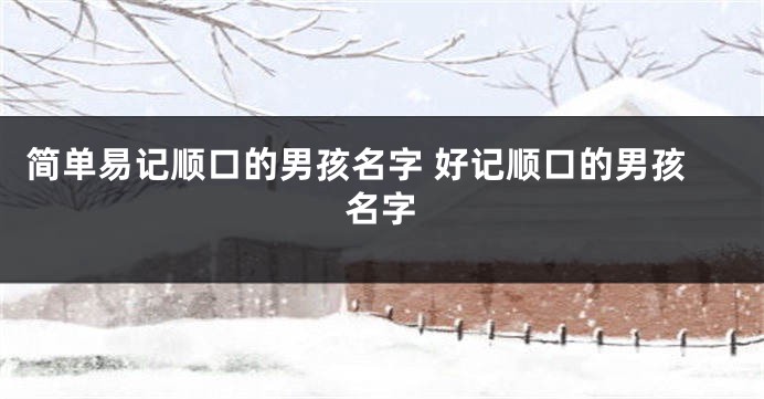简单易记顺口的男孩名字 好记顺口的男孩名字