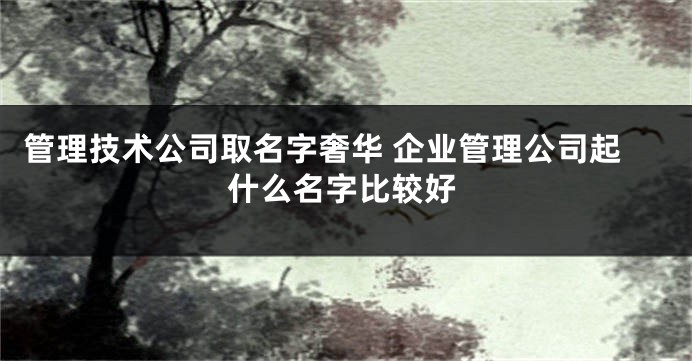 管理技术公司取名字奢华 企业管理公司起什么名字比较好